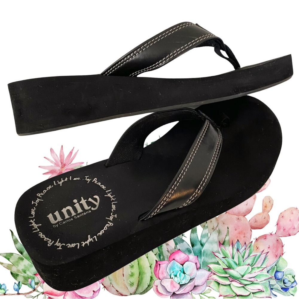 Pretty Carlos Santana Flip Flop Sandals * Size 9.5 * Black